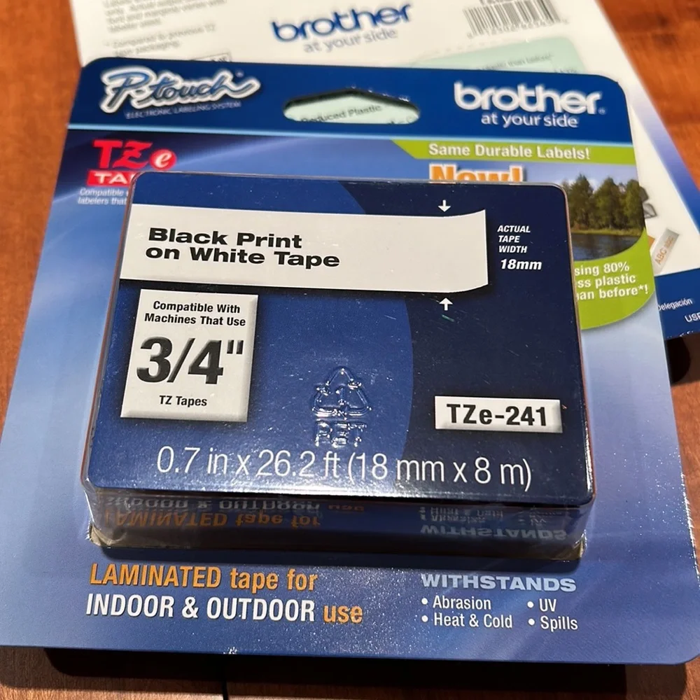 New in package P-touch electronic label tape cartridges 1/4 inch and 3/4 inch